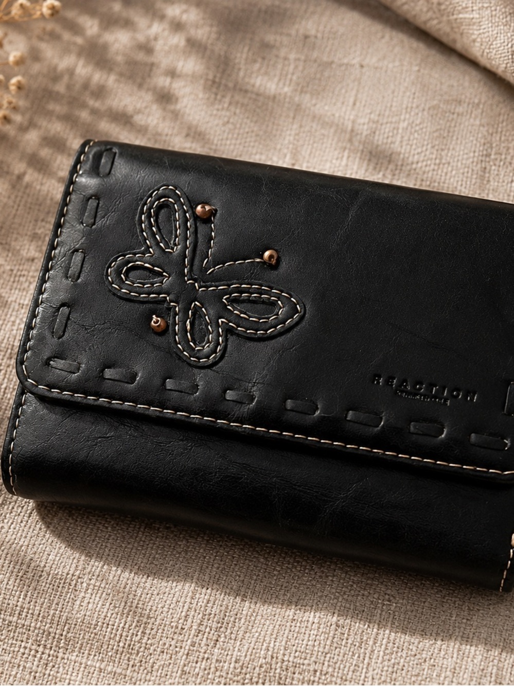 Kenneth Cole Black Women’s Bifold Wallet with Butterfly Accent